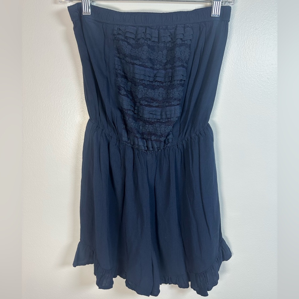 Abercrombie & Fitch Navy Blue Romper Strapless with Lace Size Medium